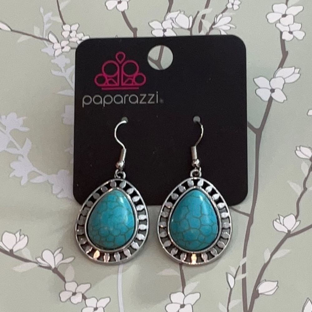 Paparazzi | Silver and Turquoise Teardrop Earrings Southwestern Boho